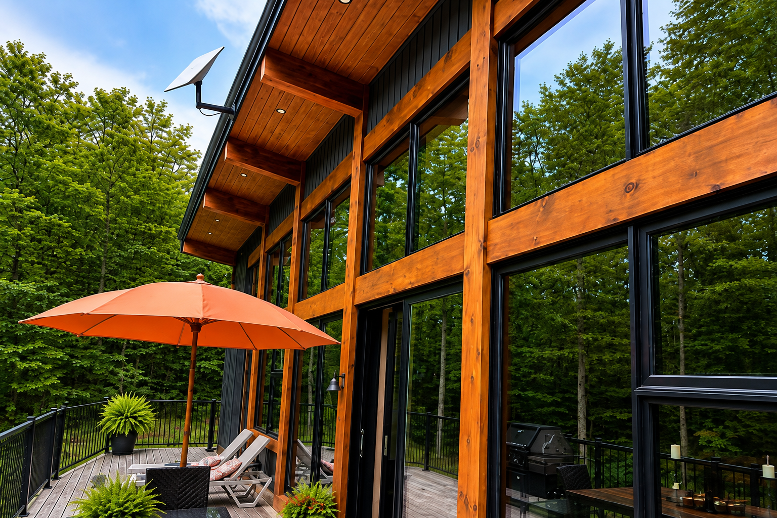 Starlink installation on modern wood home